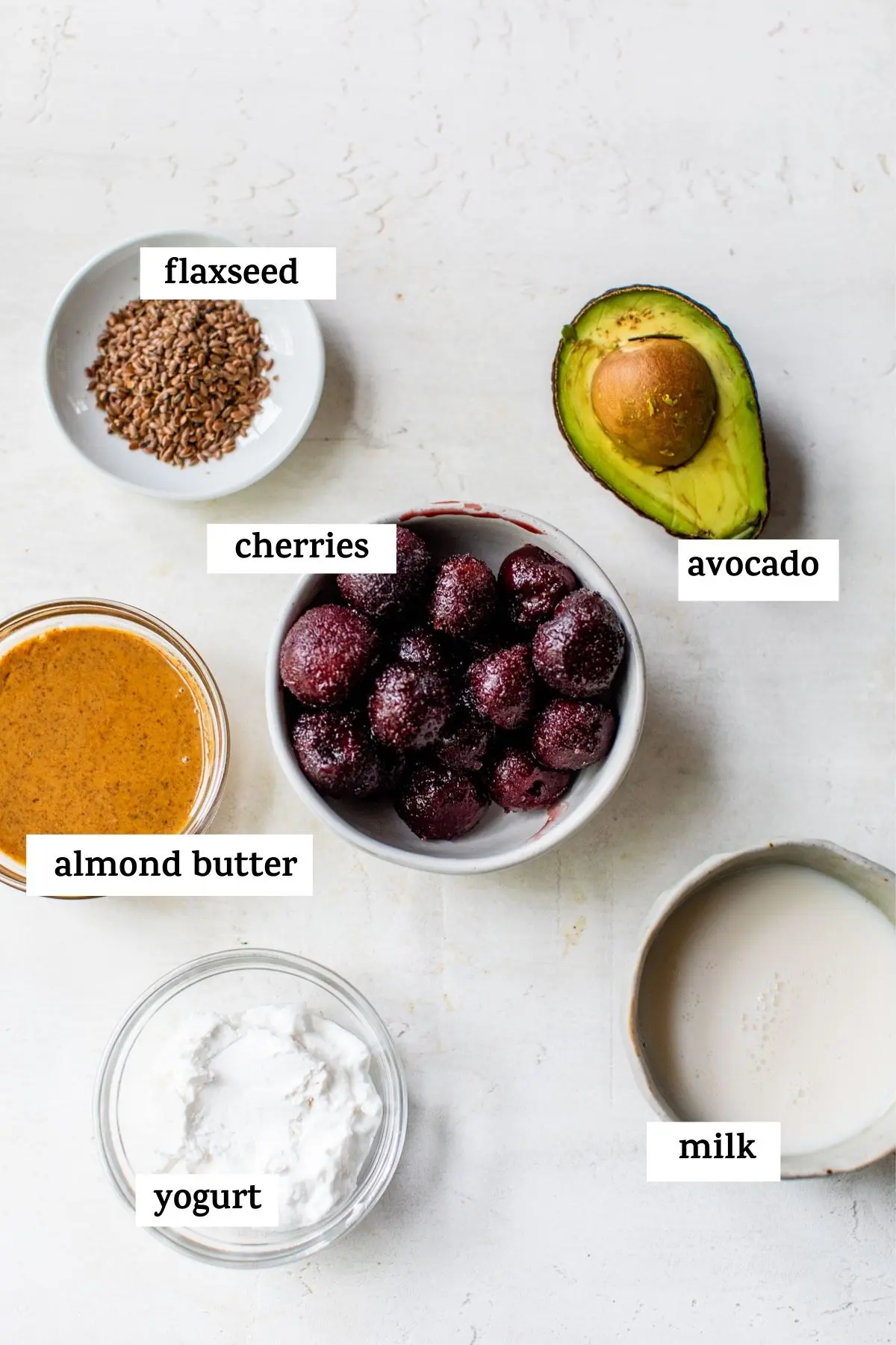 ingredients to make a smoothie with text overlay