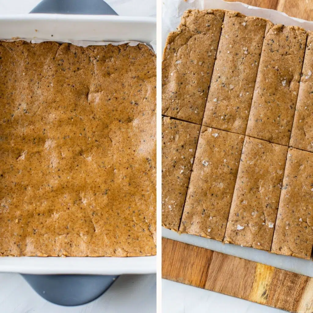 protein bars in a square baking dish