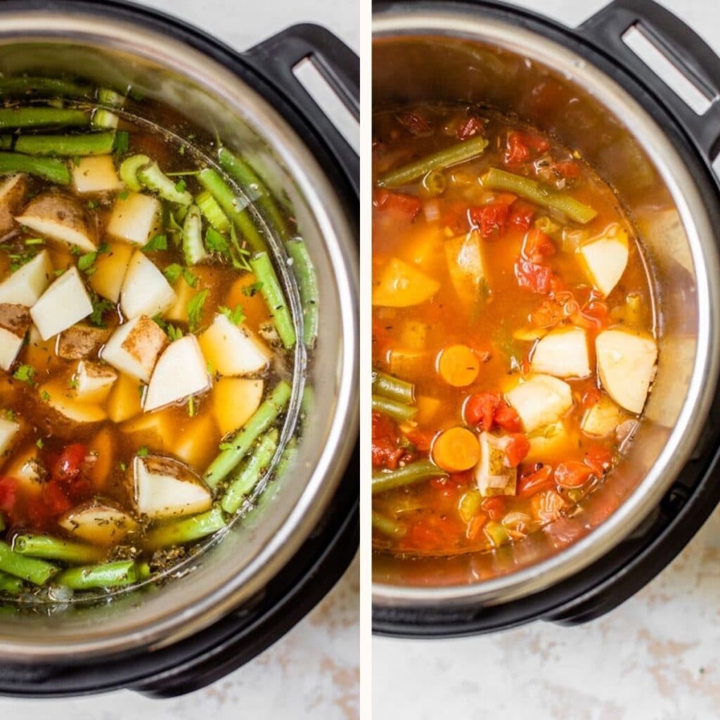 vegetable soup in a pressure cooker