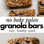 bars made with nuts on parchment paper with text overlay