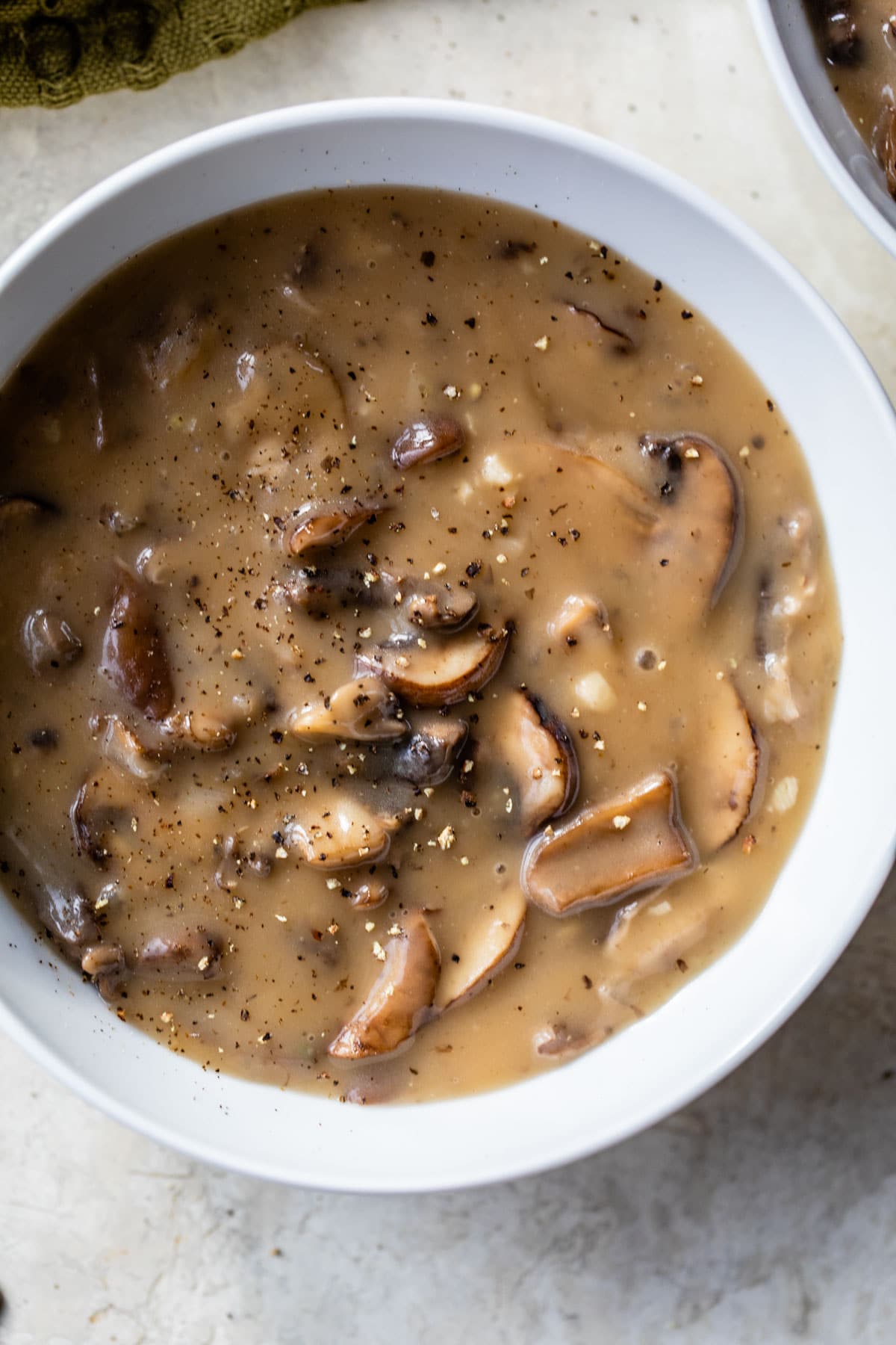 a bowl of creamy mushroom soup