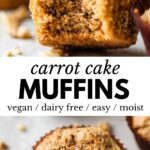 carrot cake muffins with text overlay
