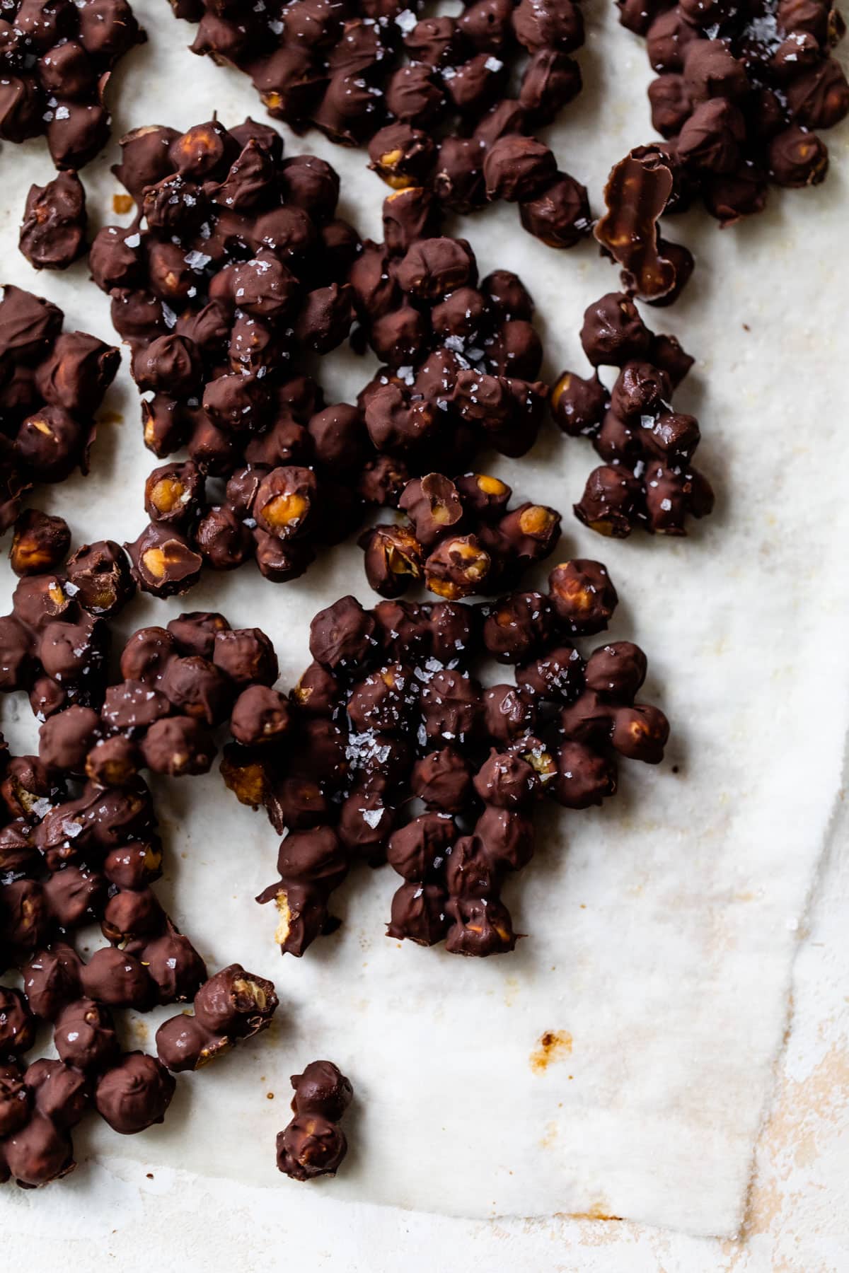 clumps of chocolate chickpeas