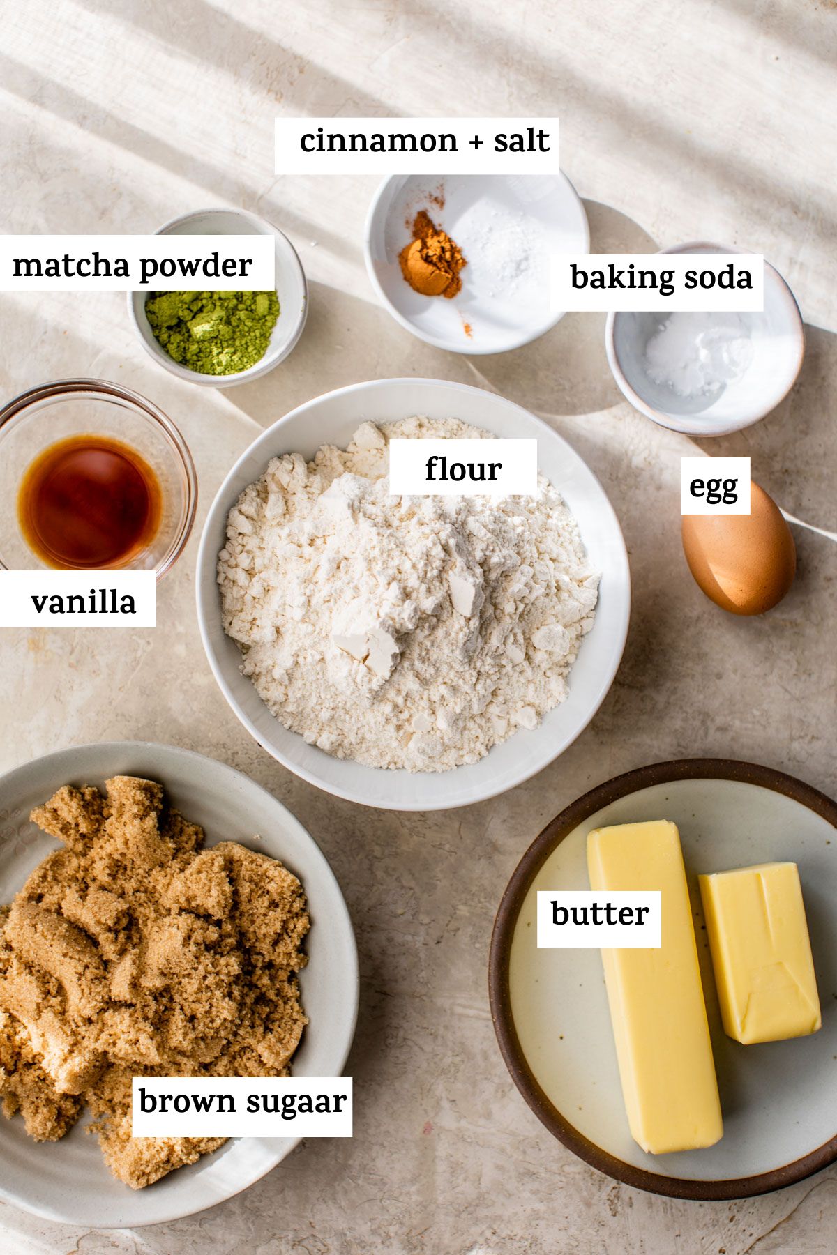 ingredients to make cookies like butter and sugar with text overlay