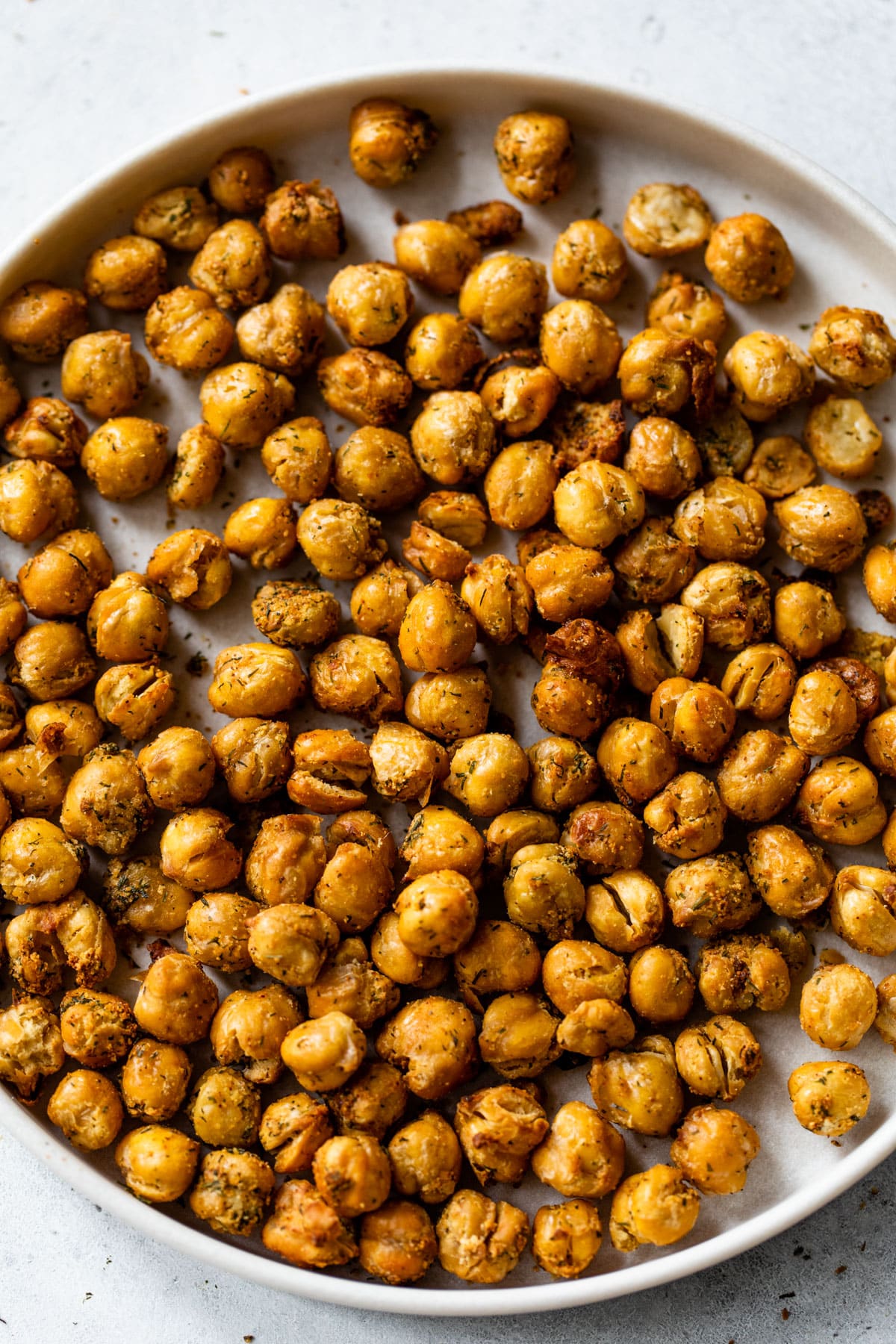 a plate of roasted chickpeas