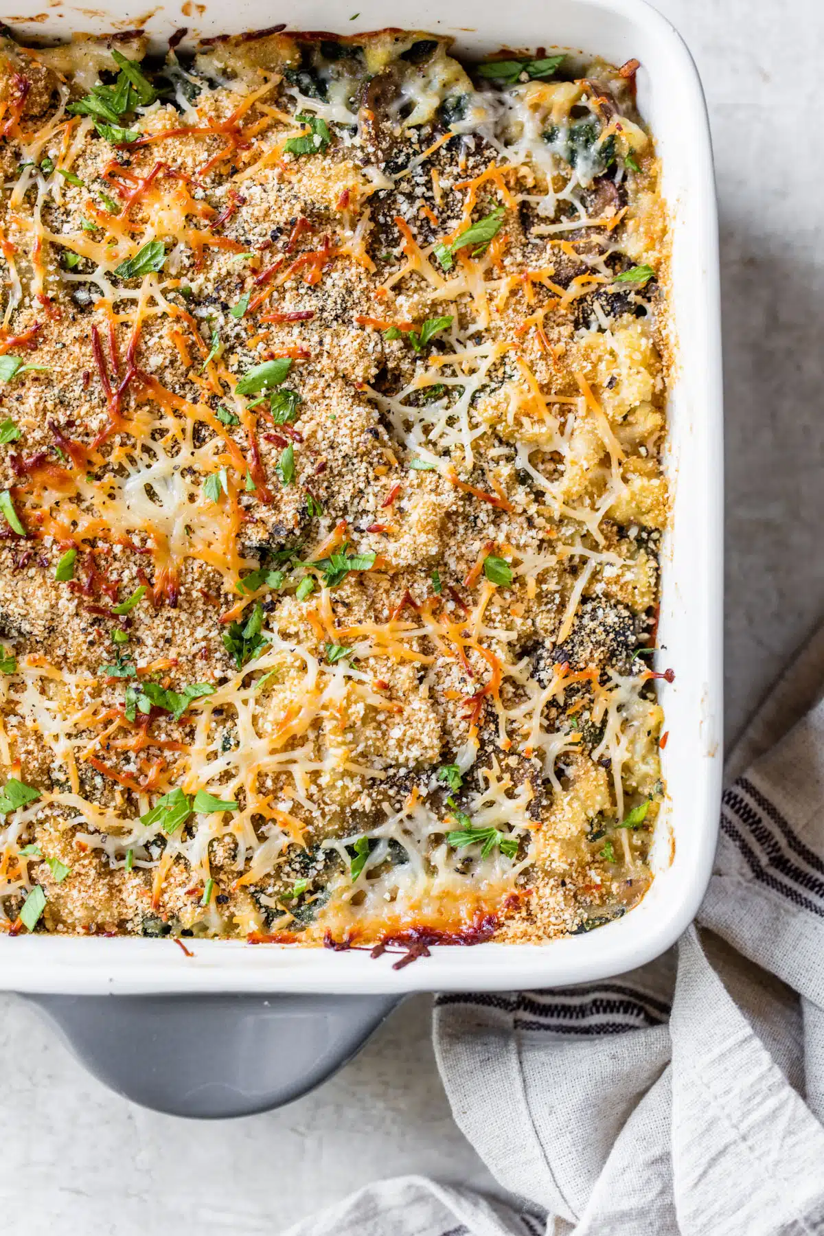 casserole dish with cauliflower and breadcrumbs