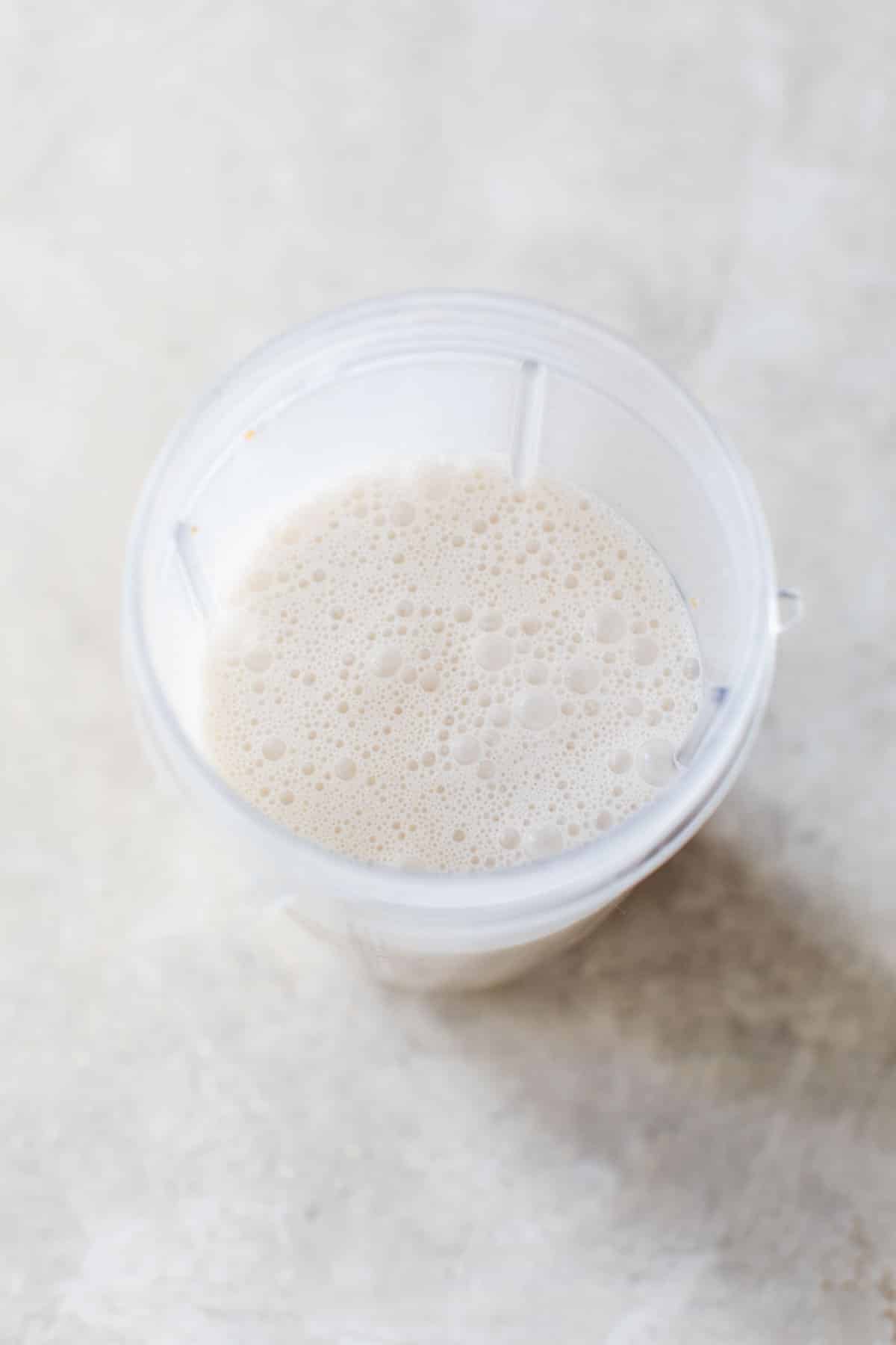 milk blended in a nutribullet blender