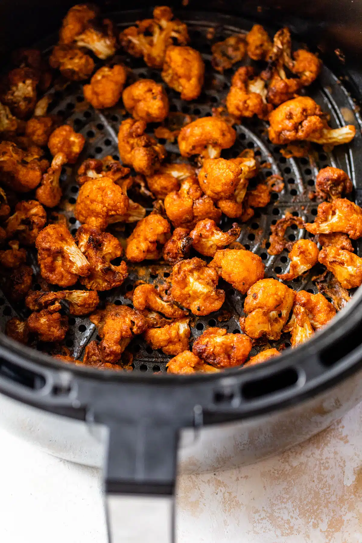 cauliflower florets cooked in an air fryer