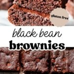 two images of brownies: one stacked and one overhead