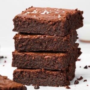 side view of a stack of paleo brownies.