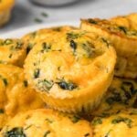 side view of a pile of high protein egg muffins.
