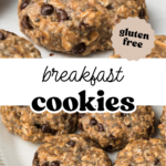 Pinterest image with overlay text, "breakfast cookies".