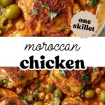Pinterest image with overlay text, "Moroccan chicken".
