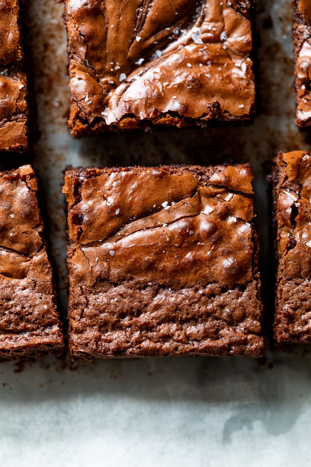Close up on sliced Nutella brownies.