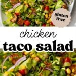 Pinterest image with overlay text, "chicken taco salad".